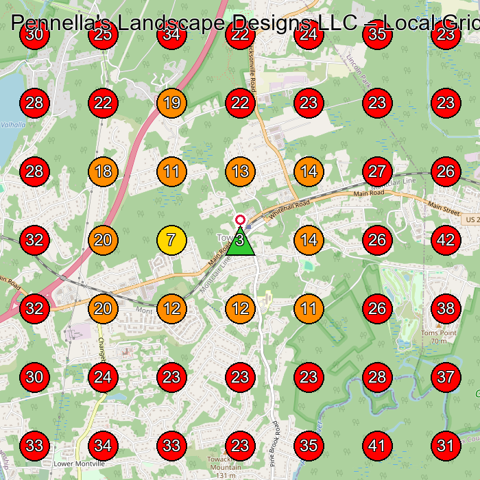 Pennella's Landscape Designs LLC GeoGrid visibility map for Landscape Designer in Pompton Plains